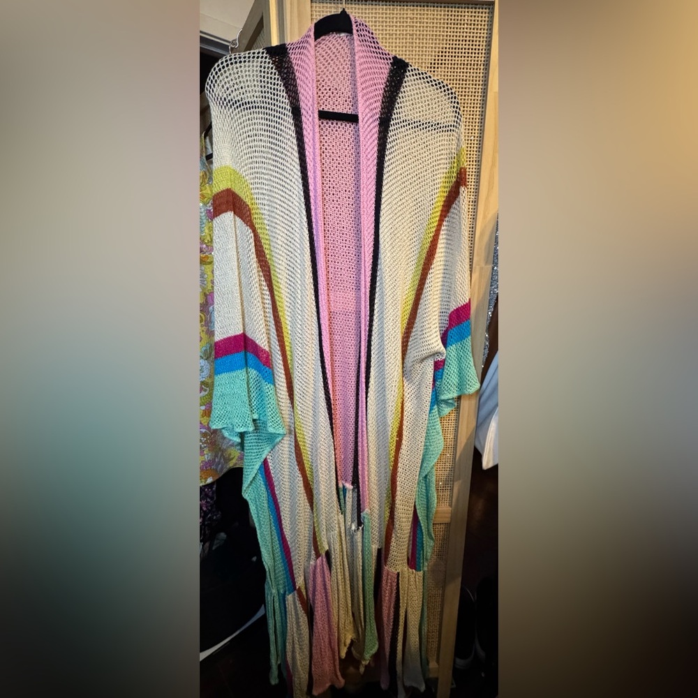 Free People Multicolor Striped Kimono! Sold out online! Like New!